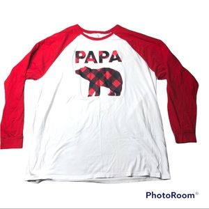 men’s XL Papa Bear red & black Buffalo plaid tee